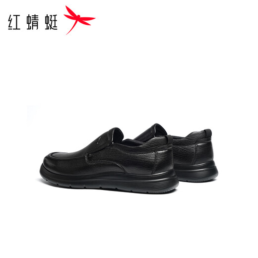 Red Dragonfly casual leather shoes 25 autumn and winter men's shoes sheepskin commuting business middle-aged and elderly comfortable dad shoes WTA45031 black 42
