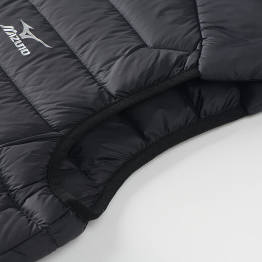 Mizuno (MIZUNO) outdoor lightweight down vest men's short autumn and winter inner and outer vest stand collar vest black 2XL