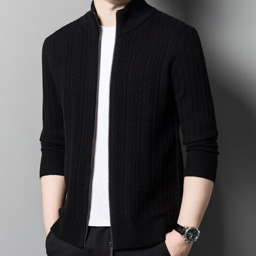 XJSGS international high-end brand cardigan men's spring and autumn new twist stand collar light luxury sweater cardigan jacket high-end pure gray spot speed 3XL recommended 170-185Jin Jin equals 0.5 kg