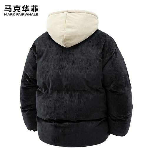Mark Huafei Jacket Men's Winter Thickened Cotton Coat Retro Fake Two-piece Jacket Men's Bread Jacket Down Jacket Black L