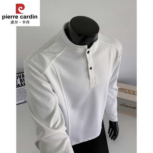 Pierre Cardin brand American Polo Henry shirt men's long-sleeved T-shirt spring and autumn trend cleanfit inner casual men's clothing base black upgraded model M 95 to 115 Jin Jin equals 0.5 kg can be worn