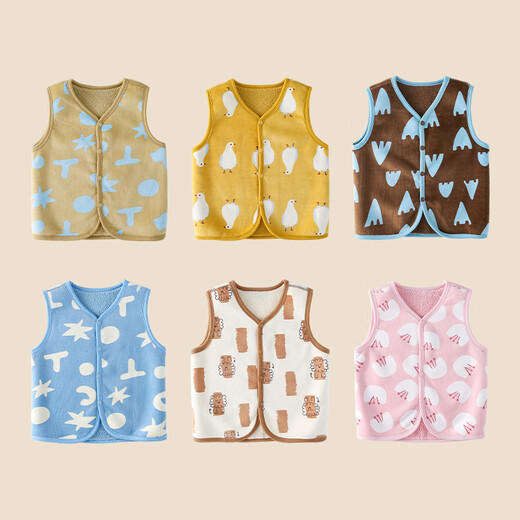 Cotton hall double-sided vest thick plush jacket for boys 2025 autumn new style plush vest for girls xt2 interesting geometry 120