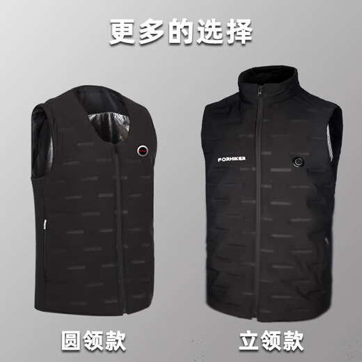 Wind Hunter Graphene Electric Heating Vest Winter Outdoor Cycling Fishing Cold Warmth Intelligent Temperature Control Heating Vest Black Round Neck Requires Own Power Bank 2XL (XL-2XL)