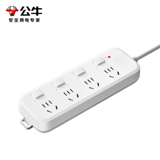 BULL socket/B series with child protection door new national standard socket/row/socket/four-position sub-control 1.8 meters B5043 (new national standard anti-overload)