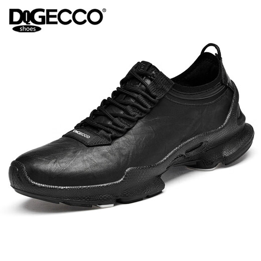 Aibotron DQG ECCO men's toe-layer cowhide spring and autumn genuine leather business casual shoes fashionable lightweight outdoor sports shoes 5515 black 42