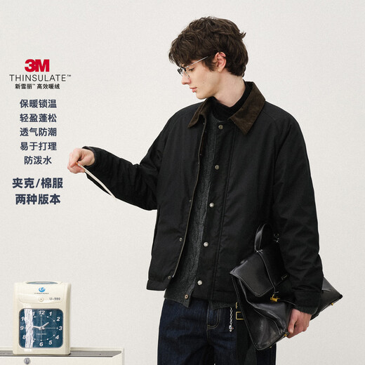 714street Waterproof Hunting Jacket Men 2025 Autumn and Winter 3M Thinsulate Warm Velvet Cotton Barn Style Jacket Women Black-Cotton M