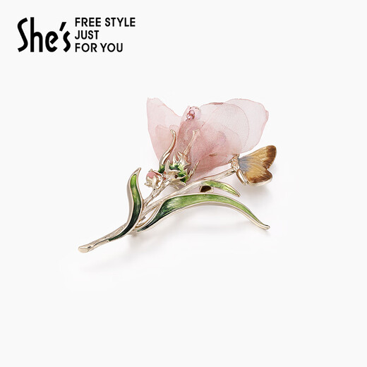 She s Akiko Plant Story Flower Craft Crystal Exquisite Fashion Brooch High-end Temperament Corsage Accessories Birthday Gift Red A0