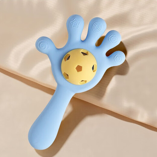 DOCTOR MA baby hand rattle teether early education toy 0-1 year old newborn baby can chew teether baby comfort teether & rattle & grip 3-in-1 blue free storage box 1 pack