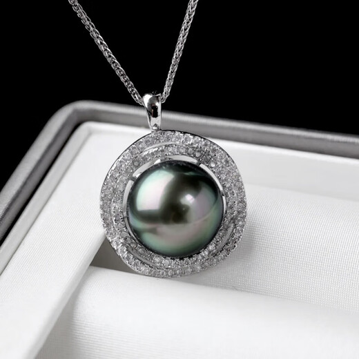 Yuebu Tahitian black pearl pendant S925 silver large point single pearl pendant young clavicle chain for wife 12