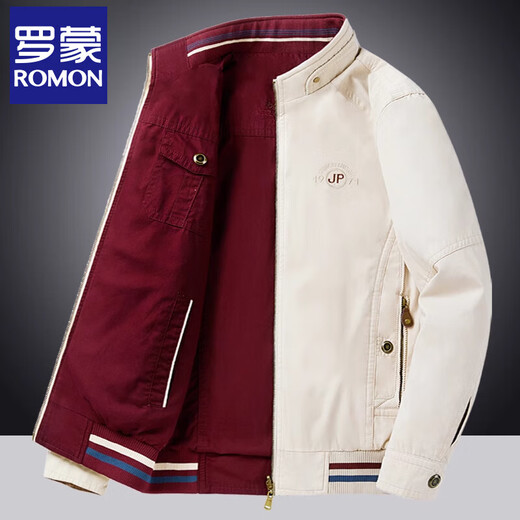 Romon Reversible Jacket Men's 2025 Spring and Autumn New Jacket Middle-aged Dad Clothing Casual Loose Stand-Collar Top