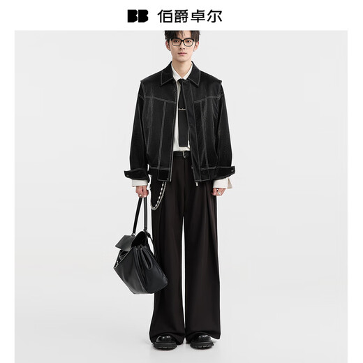 Piaget Zall PU Leather Jacket Men's 2025 Autumn New Trendy Motorcycle Imitation Leather Jacket Men Chip Gray 2XL