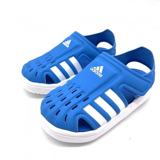 Adidas (adidas) 20 summer new baby toe-cap sandals children's non-slip Velcro soft-soled sports shoes for boys and girls beach black and white 25