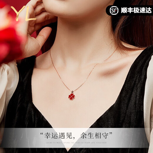 COISEE.YL light luxury 18K gold temperature-changing two-color four-leaf clover necklace women's gold Valentine's Day birthday gift for my wife