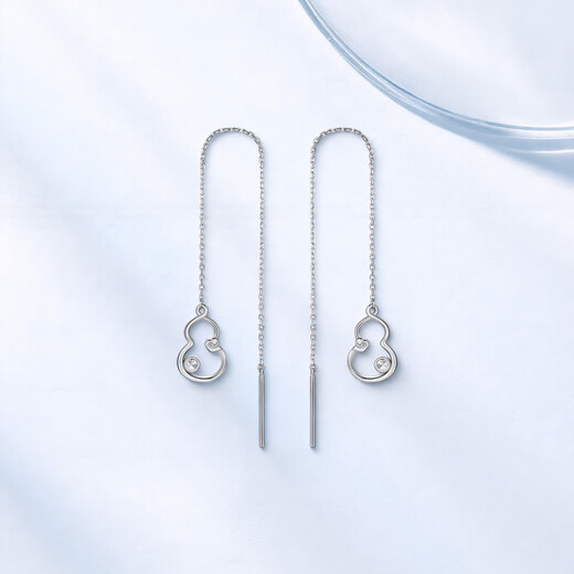 Chao Acer Platinum Calabash PT950 platinum ear wire women's earrings car flower Chinese style gift for girlfriend priced about 1.8g