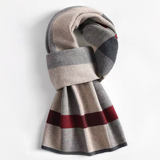 Calznklien pure wool scarf men's winter thickened warm scarf Japanese life year New Year gift for boys to send to their elders camel gray red high-end gift box