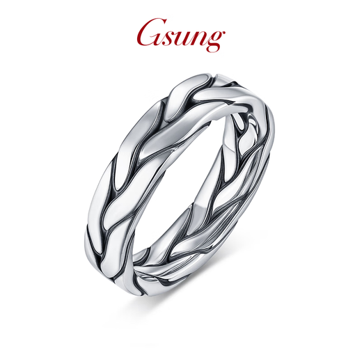 GsunG platinum flowing mountain and water pattern ring for men PT950 pure platinum personalized black gold ring for men and women retro hand accessories. Priced by gram. Contact before bidding.