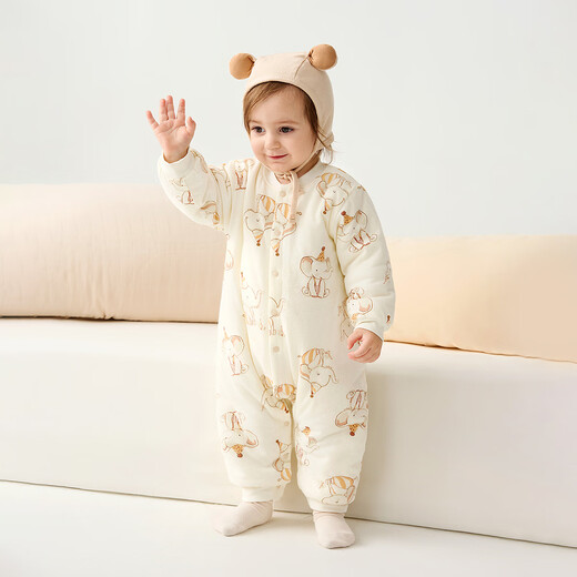 Tongtai (TONGTAI) baby jumpsuit autumn and winter pure cotton quilted baby clothes newborn cotton romper yellow 73cm