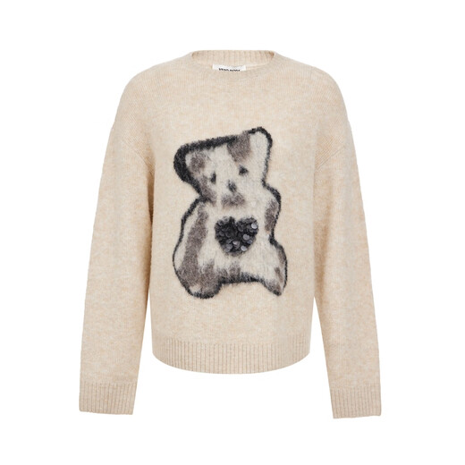 VEROMODA Sweater 2025 Winter New Style Contains Sheep Wool Alpaca Sequin Decorated Sweater Simple 325413028 Honey Milky White XS