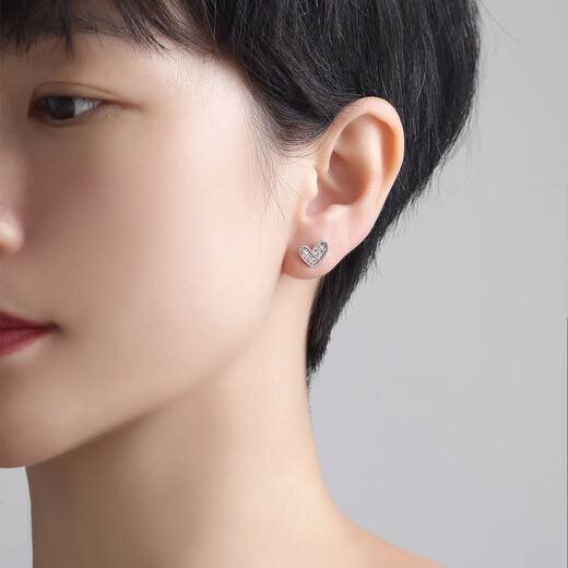 Ming Brand Jewelry Platinum Earrings Pt950 White Gold Heart Engraved Earrings BFH0146 Platinum Earrings Approximately 2.07g