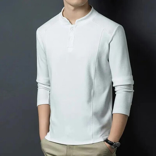 High-end light luxury autumn and winter double-sided German velvet bottoming shirt for men Henry collar trendy versatile stand-up collar sweatshirt for men CY black (8857) one size M