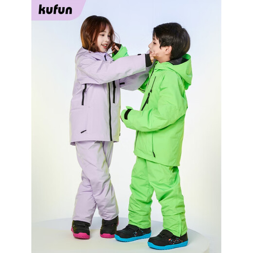 Kufeng Kufeng Children's Ski Wear Suit for Women and Men New Snow Jacket Single and Double Board Equipment Waterproof Jacket Aurora Purple Overalls Fast Shipping 125cm Height 115-130 Weight 20-30KG