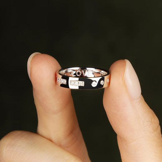 APM Monaco Zhou Yiran's same style Morse code ring simple pair of rings for boys, birthday gift for boyfriend, silver white, size 60 (No. 20)