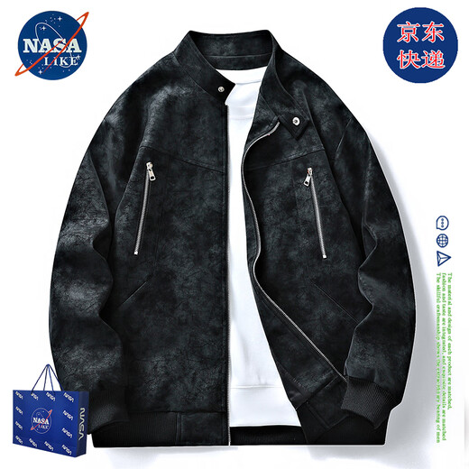 NASALIKE official leather jacket men's autumn and winter American lapel leather jacket men's large size warm velvet jacket handsome motorcycle suit N98 brown velvet XL (168-175cm 130-150Jin Jin equals 0.5 kg)