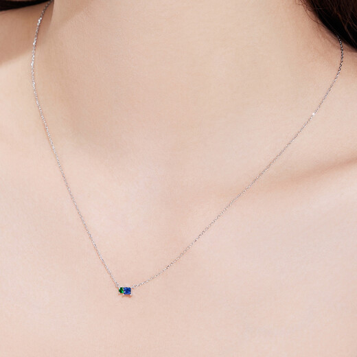 Lukfook Jewelry platinum necklace small colored sugar platinum 950 garnet sapphire necklace F48J0003DS total weight about 2.02 grams