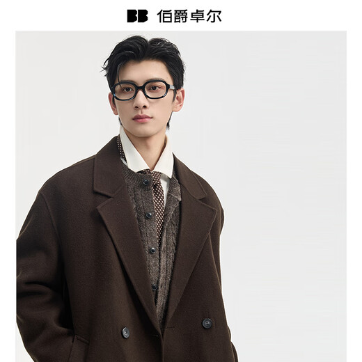 Piaget Zall high-end all-wool double-sided woolen coat 100% men's 2025 autumn and winter new mid-length commuter men's coat Moon Night Black (mid-length) second generation - graphene/goose down lining M (170)