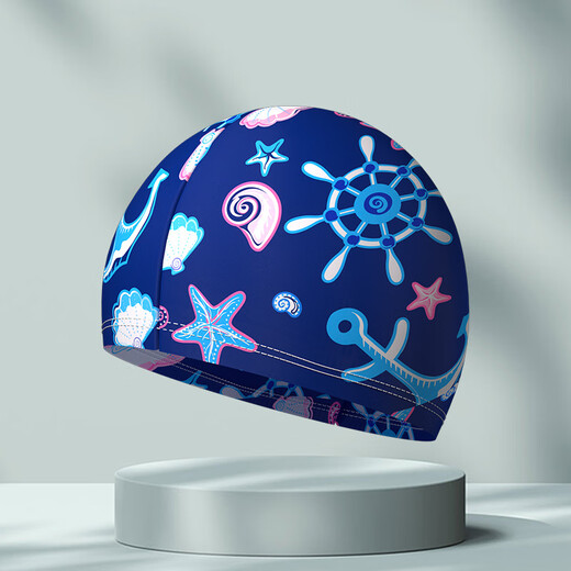 Sanqihu new cloth cap swimming cap for men, women, students, big children, high elasticity, comfortable and breathable, middle-aged and elderly with long hair, calico cap + nose clip earplugs set