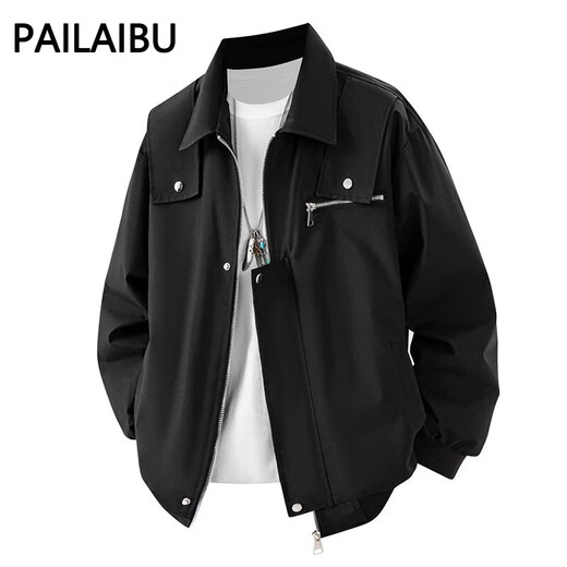 Spring and Autumn American vibe work jacket men's loose and handsome design top trendy brand couple bomber jacket Bai-JK633 wine red (heavy high quality model) 4XL (recommended 200-220Jin Jin is equal to within 0.5 kg)