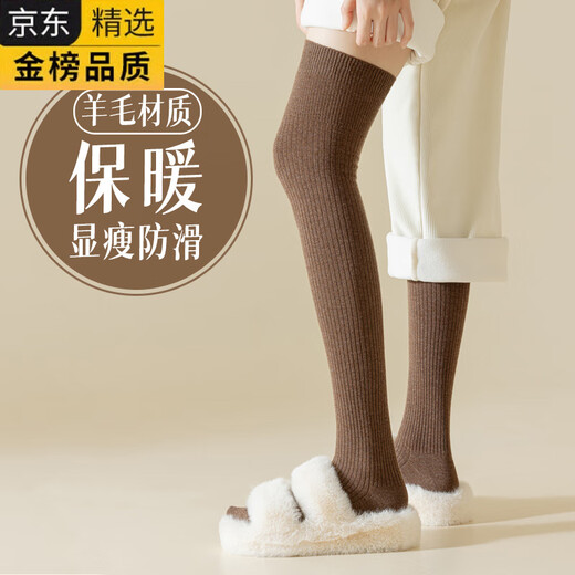 GIOIO Japan imported wool stockings for women, autumn and winter cashmere over-the-knee socks, thick knee pads, leggings, warm thighs in winter, dark gray + black M, one size fits all 80-140Jin Jin equals 0.5kg (tube height 68c)