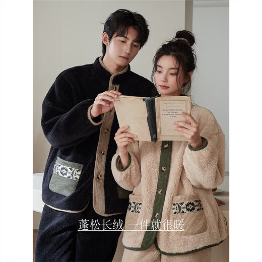GPHF Japanese winter couple pajamas coral velvet plus velvet thickening casual wearable warm men's home clothes women's suit F248995 men's style-F248996 women's style L Female height 160-168cm, weight 105-120Jin Jin equals 0.5 kg