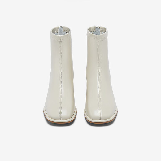 Best Picture 25 Winter Temperament Commuting White French Small Ankle Boots Thick Heel Women's Short Boots CM108DD5 Beige 37