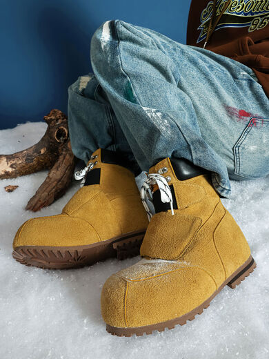 Bottes de neige 2025 hiver bottes Martin polyvalentes à semelles épaisses pour hommes et femmes chaussures de couple bottes de ski épaisses résistantes au froid et chaudes jaune 36 36