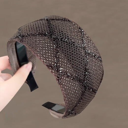 Qiaoyu headband for women, wide-brimmed hairband to cover white hair, broken hair, versatile summer hair cassette, non-slip, high-end headwear, coffee