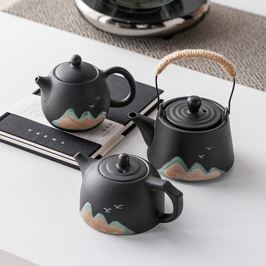 Yuanshan Ceramic Lift Teapot Home Black Pottery Kung Fu Tea Set Office Teapot Large Capacity Single Pot Tea Maker Lubao Hand-painted Yuanshan-Black Lift Teapot 250ml