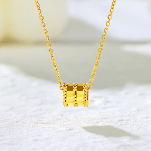 Chow Tai Fook Chinese Valentine's Day gift gold necklace women's pure gold 999 small waist necklace clavicle chain for my wife Chinese Valentine's Day pure gold pendant + 18k titanium chain