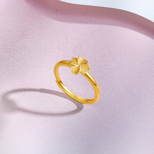 Saturday Fortune Lucky Four Leaf Clover Pure Gold 999 Gold Ring for Women Price A0112976 Live No. 14 Approximately 2.26g