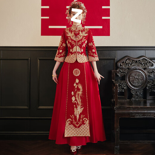 Vnxifm Xiuhe clothing bride 2025 new Chinese wedding dress wedding dress new style going out dress toast dress show kimono slim fit 827 M