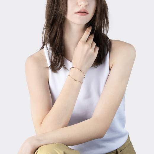 Chow Sang Sang Wrist Bracelet Versatile Gold Beads 18k Rose Gold Bracelet Women 89983K 06 Circles