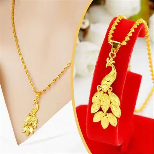 Luanjie 9999 Pure Gold Necklace Women's Love Sunflower Fashion Versatile Conch Imitation Gold Niche Design Pendant for Gifts Phoenix Pendant Lao Fengxiang Same Style 3.58 Grams Will Price 3986 Lao Fengxiang Same Style