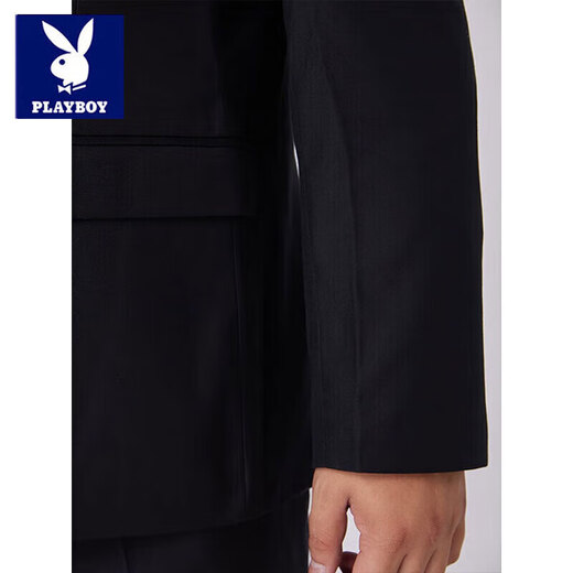 Playboy (PLAYBOY) large size suit suit men's jacket plus fat plus fat man formal dress groom wedding dress suit men's two-piece black (suit + trousers) + tie 6XL /200 Recommended 205-225Jin Jin is equal to 0.5 kg