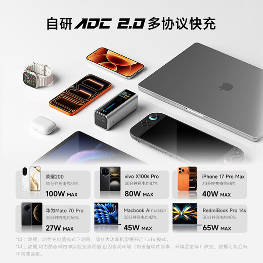 CUKTECH 3C certified for boarding aircraft No. 10 Power Charging 2-in-1 Fusion power bank multi-port 134W comes with plug, small, large capacity, fast charging mobile power supply