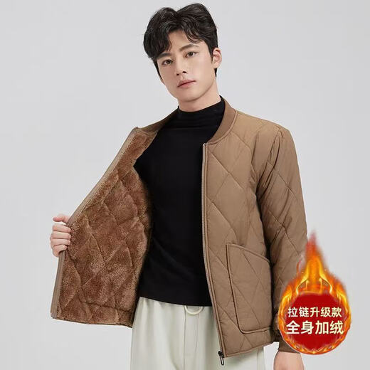 Plus velvet and thickened inner lining cotton-padded jacket for men in autumn and winter, warm cotton-padded jacket for junior and high school students, school uniforms, artifact down jacket, black XL 120-140Jin Jin is equal to 0.5 kg