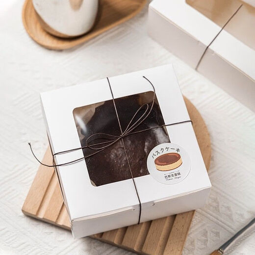 NAOISKEY Korean 4-inch 6-inch Basque cheesecake box light cheese pastry packaging packaging box baking oil paper tray 5 pieces 6-inch white--cake box