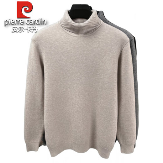 Pierre Cardin 100% wool sweater men's one-piece velvet turtleneck sweater winter plus velvet thickened bottoming sweater warm sweater for men high collar 6387 black 3XL 185 recommended 170-190Jin Jin equals 0.5 kg