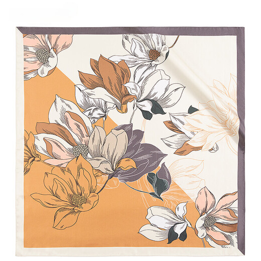 WENSLI silk scarf mulberry silk women's square scarf 63cm mother's birthday gift scarf gift box Magnolia Fu