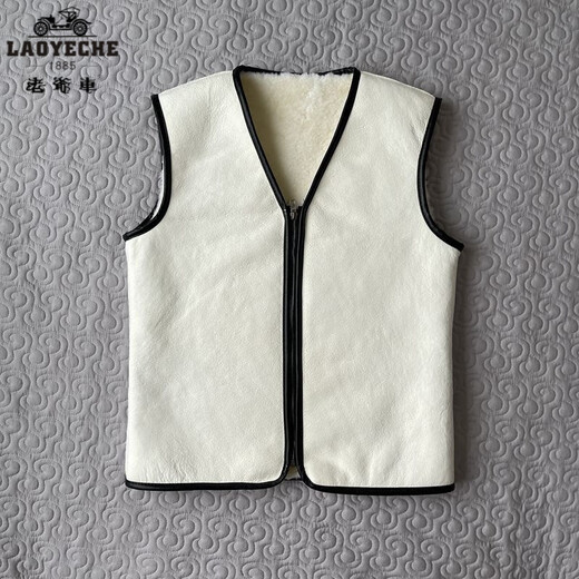 Classic car sheepskin vest men's warm vest wool autumn and winter coat fur one-piece vest middle-aged and elderly women thickened genuine leather Our shop black cover style (whole leather) M 100-110Jin Jin equals 0.5 kg