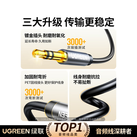 Greenlink AUX audio cable 3.5mm male to male car audio connection cable laptop mobile phone headset headset audio box car conversion pair recording cable 1 meter 10733